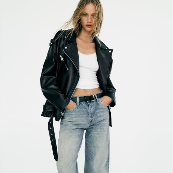 Zara Jackets & Blazers - Zara Faux Leather Oversized Biker Jacket